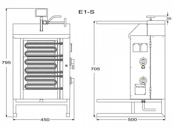 POTIS E1 Dönergrill Gyrosgrill Döner Ocagi Energiesparend